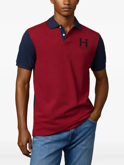 Hackett Logo-embroidered Polo Shirt In Red