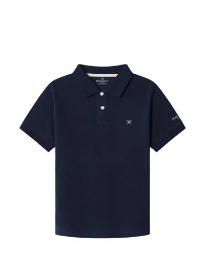 Hackett Kids' Logo-embroidered Polo Shirt In Blue