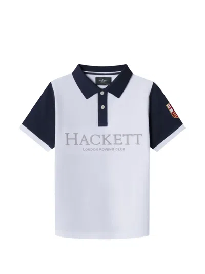 Hackett Kids' Logo-embroidered Polo Shirt In White