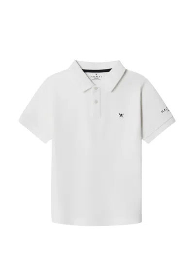 Hackett Kids' Logo-embroidered Polo Shirt In White
