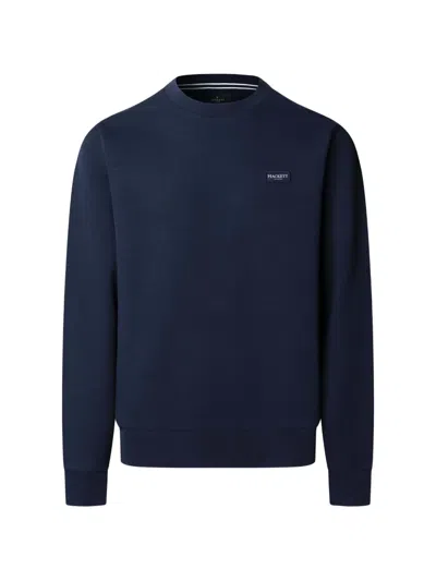 Hackett Logo-patch Crew-neck Sweatshirt In Blue