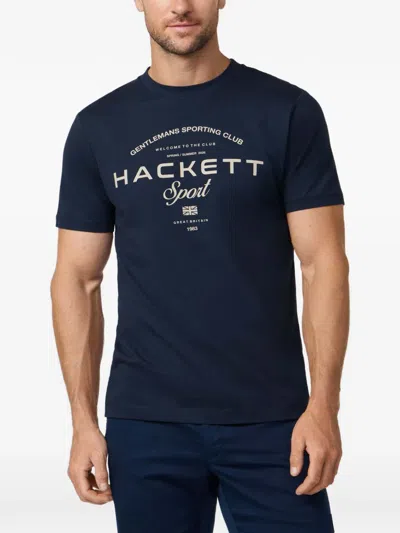 Hackett 로고 프린트 코튼 티셔츠 In Blue