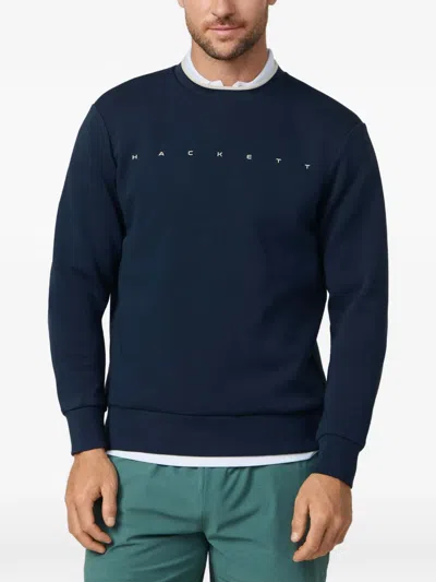 Hackett Logo-print Crew-neck Sweater In Blue