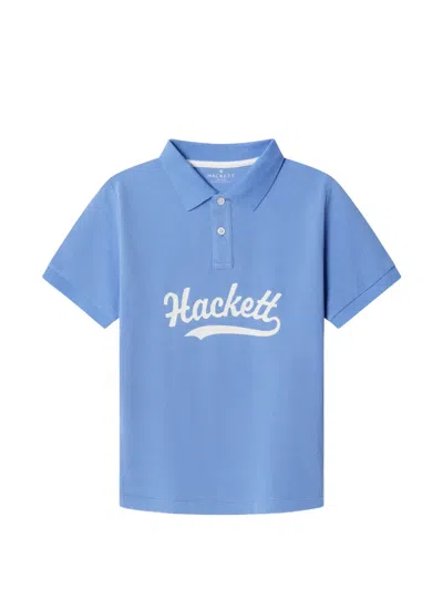 Hackett Kids' Logo-print Polo Shirt In Blue