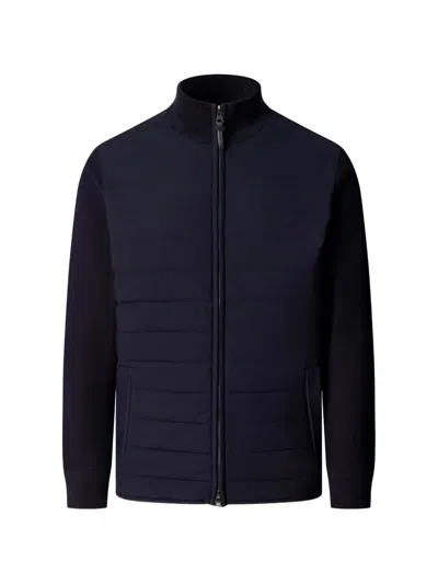 Hackett London Baffle-woven Zip Jacket In Blue