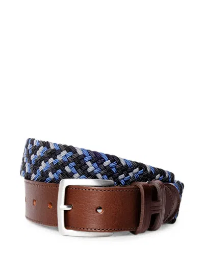 Hackett London Braided Calf Leather-trim Belt In Blue