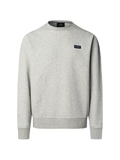 Hackett London Branded Badge Crew-neck Sweater In Gray