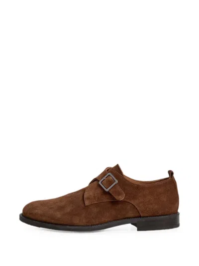 Hackett London Buckle Monk Shoes In Brown