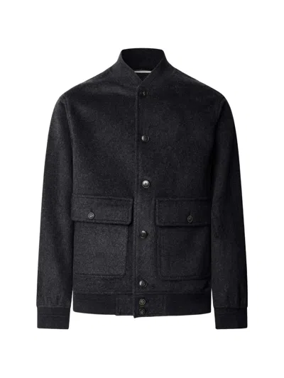 Hackett London Button-up Bomber Jacket In Blue