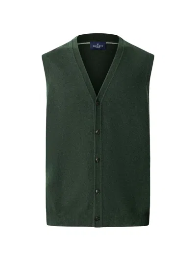 Hackett London Button-up Sleeveless Cardigan In Green