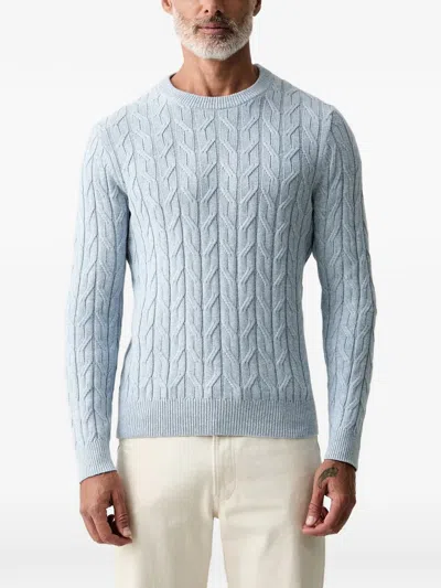 Hackett London Cable-knit Crew Neck Sweater In Blue