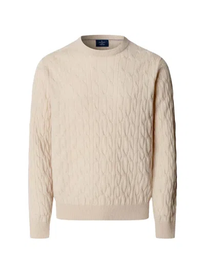 Hackett London Cable-knit Crew-neck Sweater In Neutral