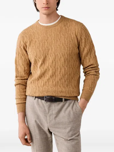 Hackett London Cable-knit Lambswool Knit In Neutral