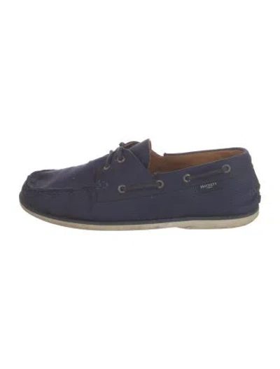 Pre-owned Hackett London Canvas Boat Shoes In Blue