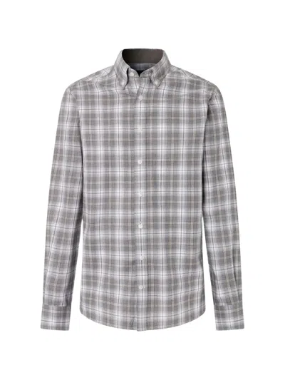 Hackett London Check Long-sleeve Shirt In Gray