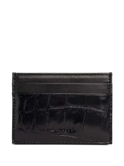 Hackett London 크로커다일 이펙트 레더 카드홀더 In Metallic