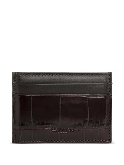 Hackett London Croc-effect Leather Card Holder In Brown