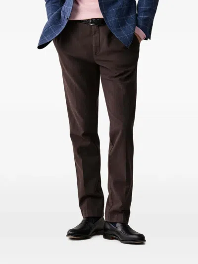 Hackett London Devon Textured Chinos In Brown