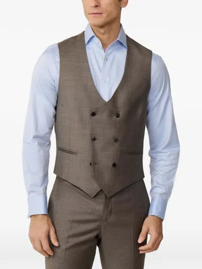 Hackett London Double-breasted Waistcoat In Green
