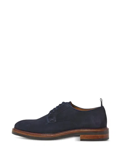 Hackett London Egmont Fine Suede Derby Shoes In Blue