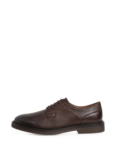 Hackett London Elsted Blucher Leather Derby Shoes In Brown