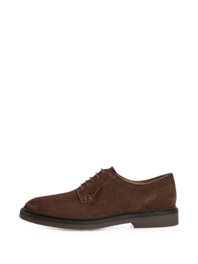 Hackett London Elsted Blucher Suede Lace-up Shoes In Brown