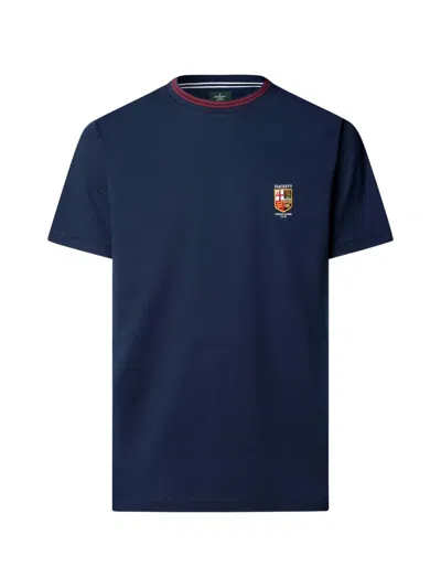 Hackett London Embroidered-crest T-shirt In Blue