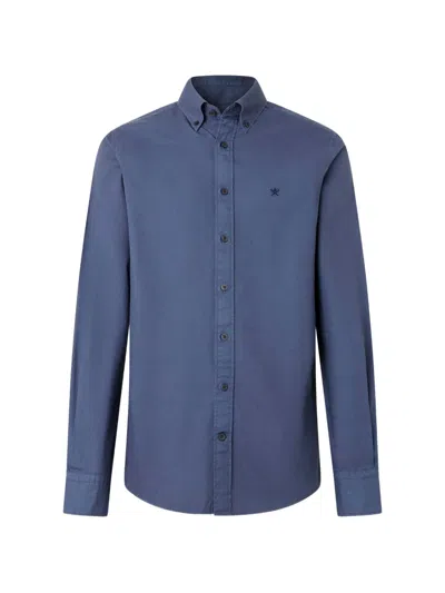 Hackett London 로고 자수 셔츠 In Blue