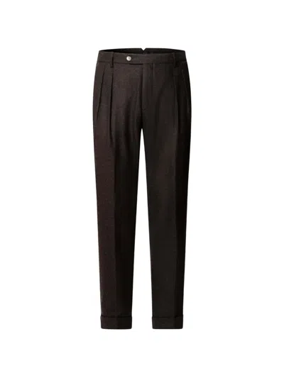 Hackett London Eton Double-pleat Trousers In Brown