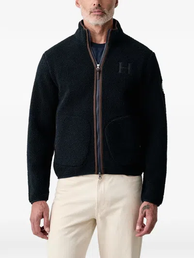 Hackett London Fleece Zip-up Jacket In Blue