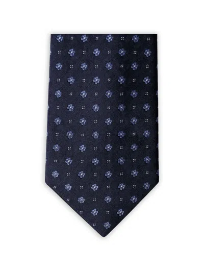 Hackett London Floral-embroidered Tie In Blue