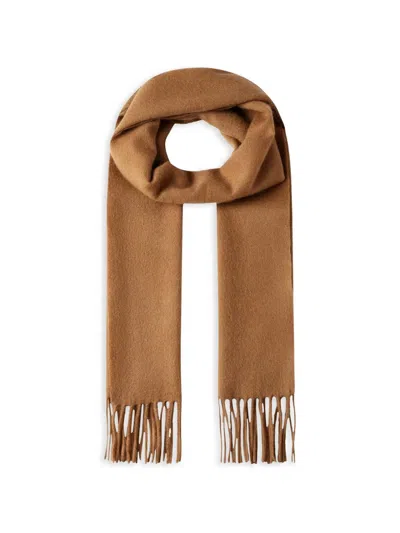 Hackett London Fringed Cashmere Scarf In Brown