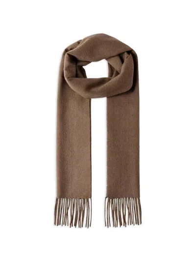 Hackett London Fringed Cashmere Scarf In Brown
