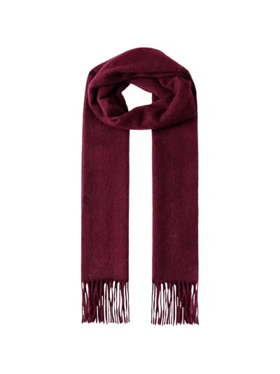 Hackett London Fringed-edge Scarf In Burgundy