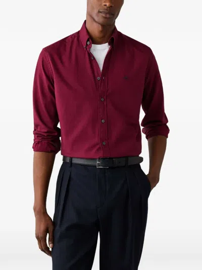 Hackett London 가먼트 다이 옥스포드 셔츠 In Red
