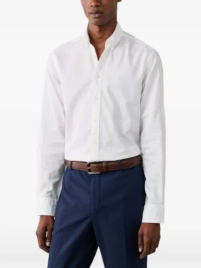 Hackett London 가먼트 다이 옥스포드 셔츠 In White