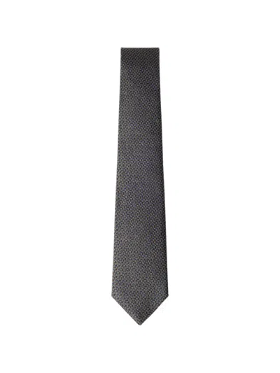Hackett London Geometric Leaf-pattern Tie In Black