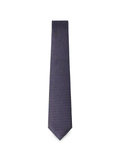 Hackett London Geometric-pattern Silk Tie In Blue