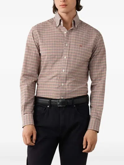 Hackett London Gingham-check Shirt In Pink