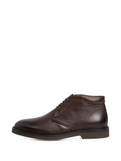 Hackett London Grained Boots In Brown
