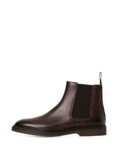 Hackett London Grained Chelsea Boots In Brown