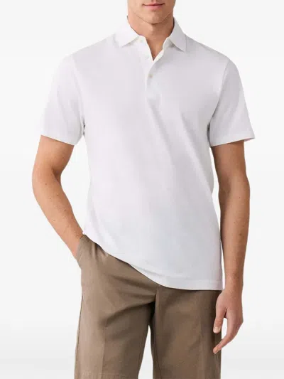 Hackett London 하프 버튼 폴로 셔츠 In White