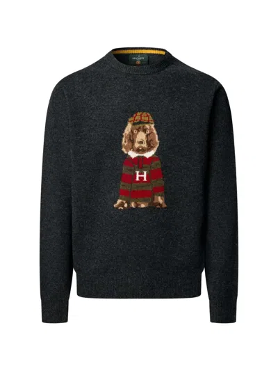 Hackett London Harry Graphic Crew-neck Knit In Black