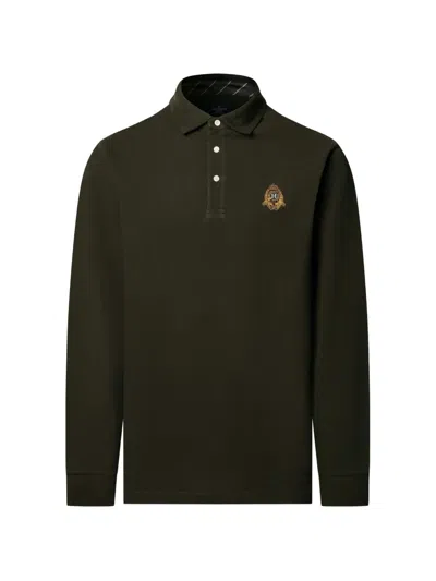 Hackett London Heritage Crest Long-sleeve Polo Shirt In Green