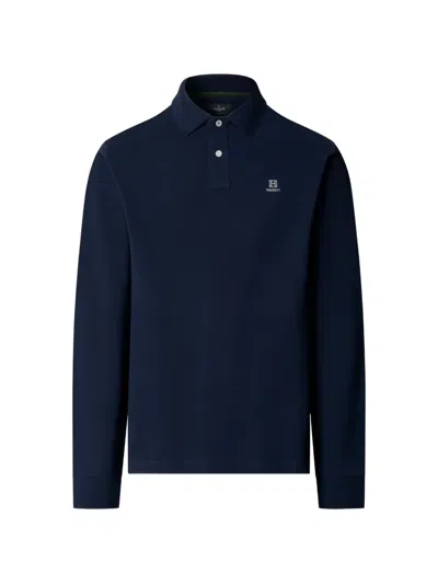 Hackett London Heritage Long-sleeve Polo Shirt In Blue