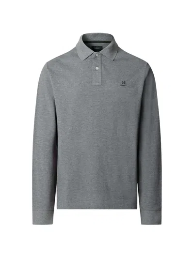 Hackett London Heritage Long-sleeve Polo Shirt In Gray