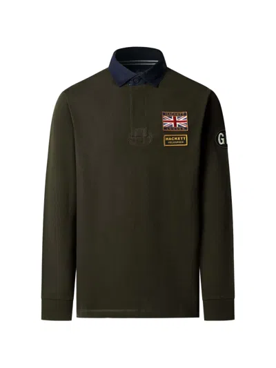 Hackett London Heritage Rally Badge-patch Polo Shirt In Green