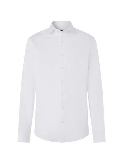 Hackett London Herringbone Cotton Shirt In Red