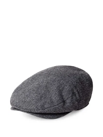 Hackett London Herringbone Flat Cap In Gray
