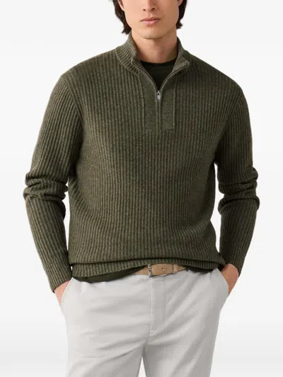 Hackett London Highland Stitch Zip-fastening Sweater In Green